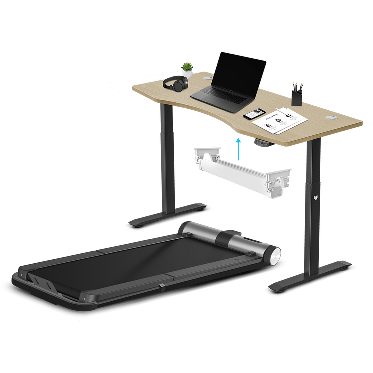 WalkingPad MC21 with Dual Motor Automatic Standing Desk 150cm in Oak and Cable Management